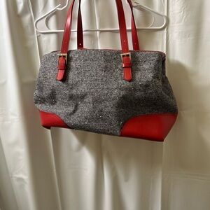 Vintage Helen Welsh Currency Elegant Red and Gray Women's Tote Bag